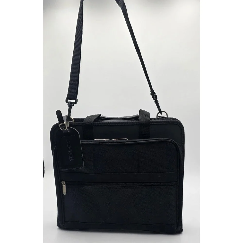 Vintage Compaq Black Nylon Laptop Messenger Bag Briefcase With Strap 14.5x13x4in